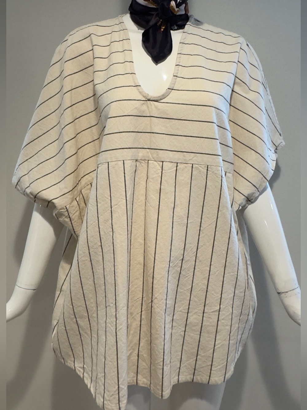 KOTN Oversized Striped Cotton Tunic Top L Cream Portugal